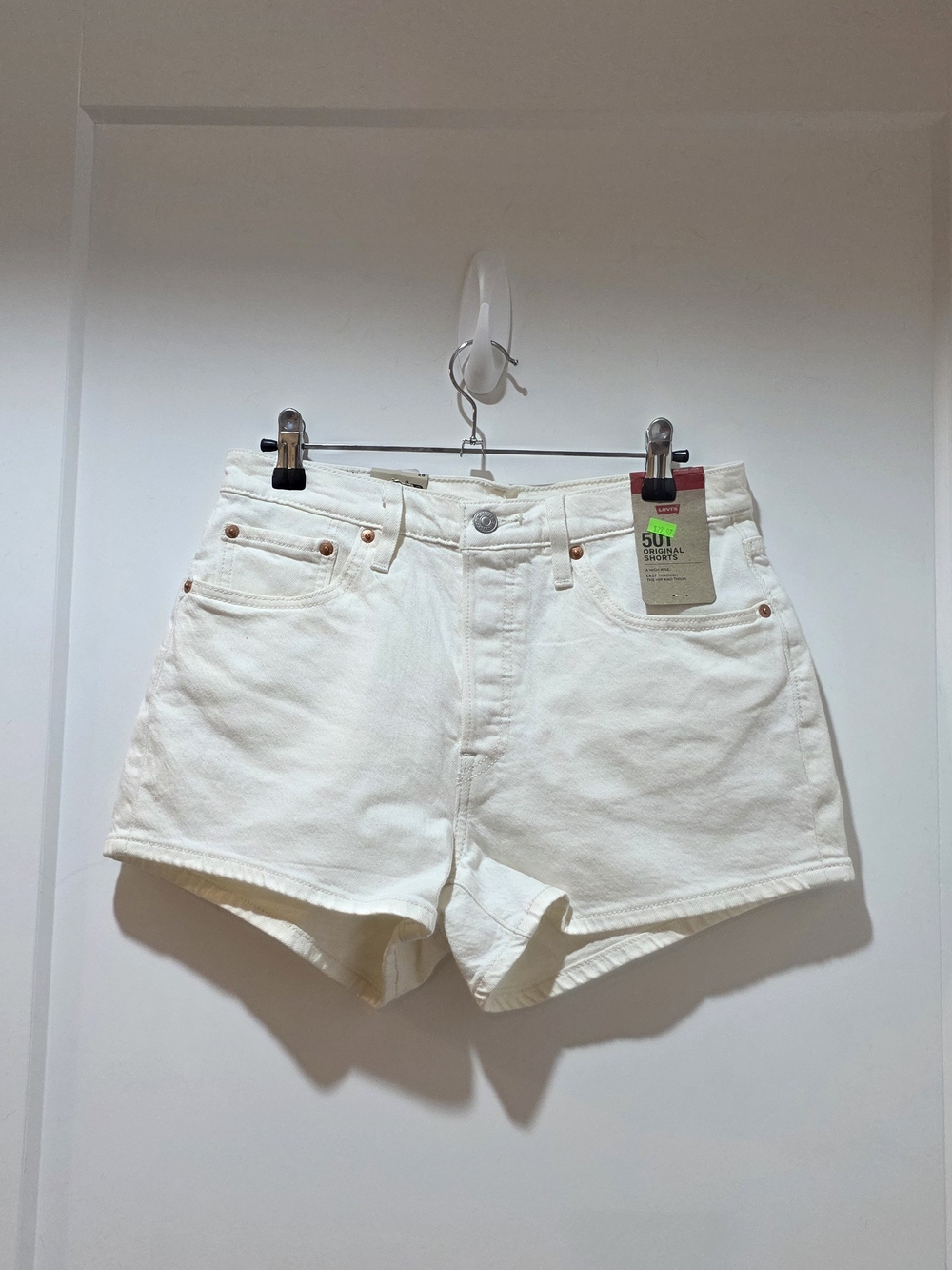 Levi's White High-Rise Denim Shorts